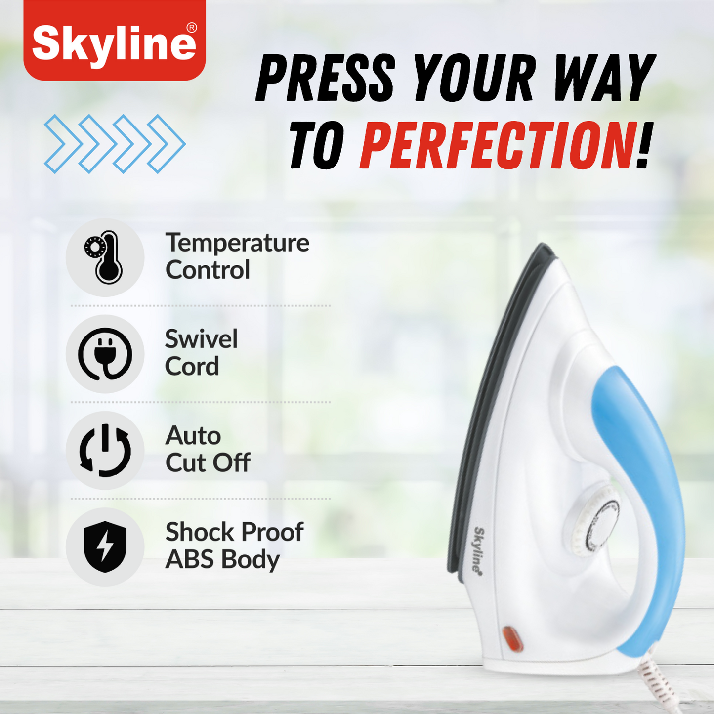 Skyline Dry Iron with 1000W Instant Heating