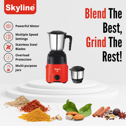 Skyline 550W Mixer Grinder with 2 Stainless Steel Jars