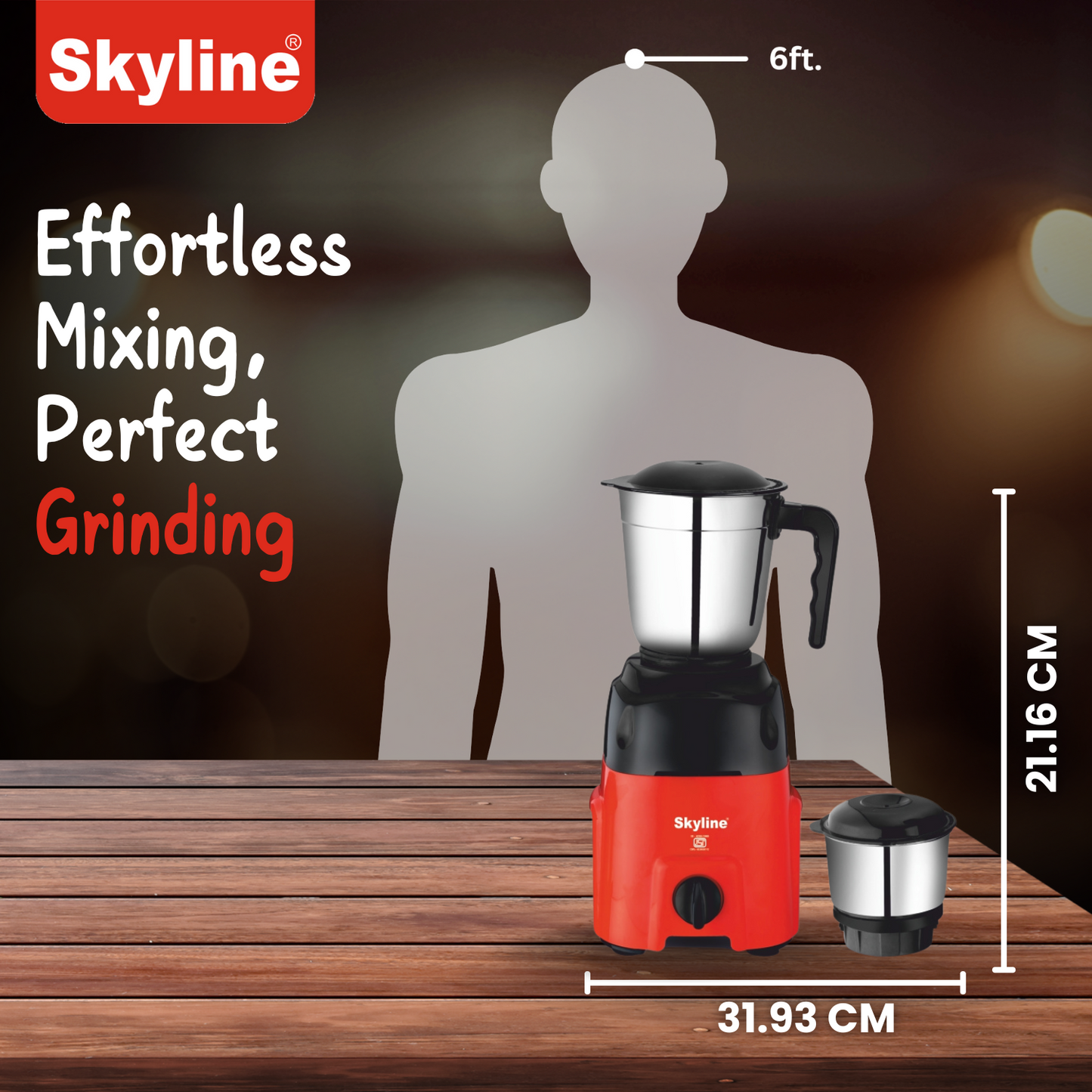 Skyline 550W Mixer Grinder with 2 Stainless Steel Jars