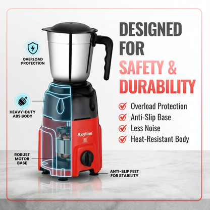 Skyline 550W Mixer Grinder with 2 Stainless Steel Jars