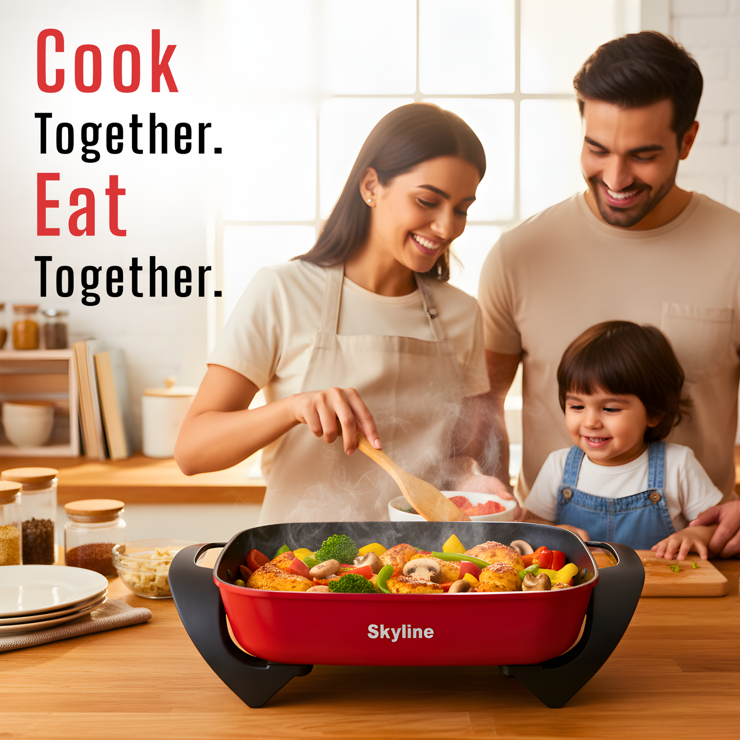 Skyline 1500W Electric Fry Pan, Non-Stick Surface, Adjustable Temperature Control