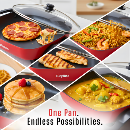 Skyline 1500W Electric Fry Pan, Non-Stick Surface, Adjustable Temperature Control