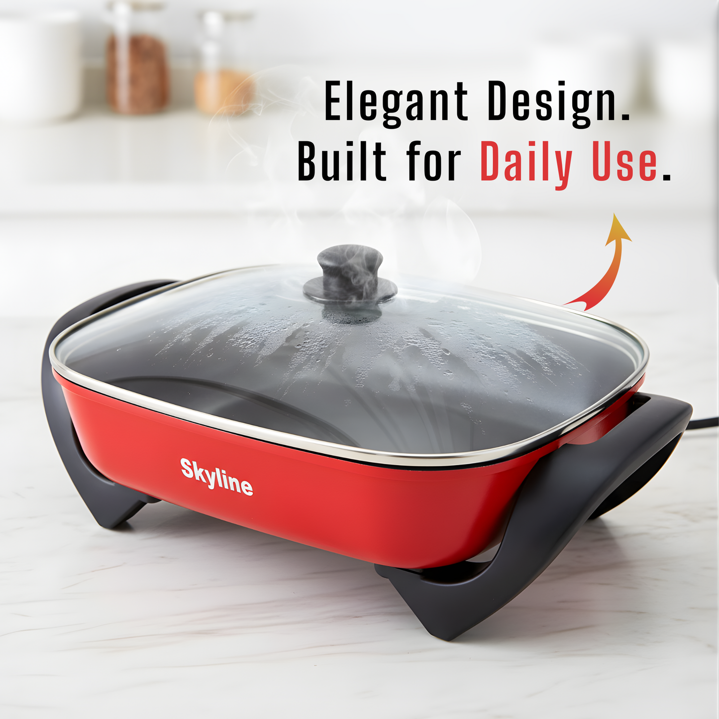 Skyline 1500W Electric Fry Pan, Non-Stick Surface, Adjustable Temperature Control