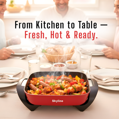 Skyline 1500W Electric Fry Pan, Non-Stick Surface, Adjustable Temperature Control