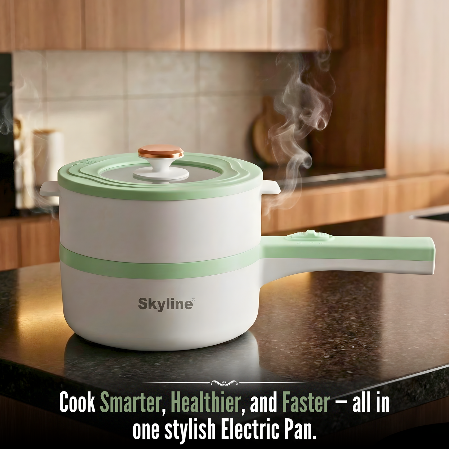 Multifunction Electric Pan with Steamer Attachment