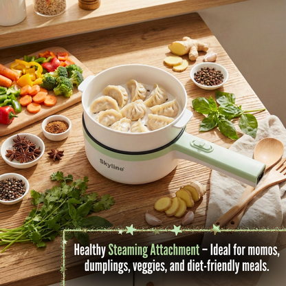 Multifunction Electric Pan with Steamer Attachment