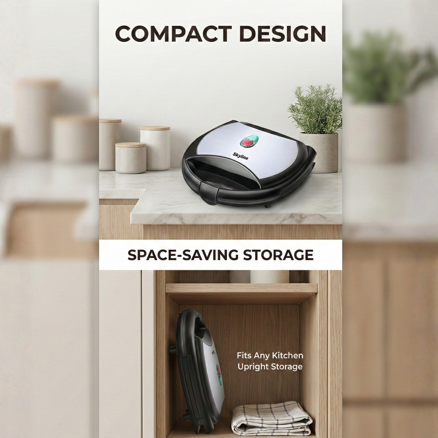 Skyline 750W 2-Slice Sandwich & Grill Toaster – Quick, Crispy, and Delicious Every Time