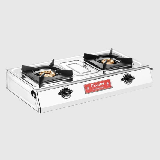 LPG Gas Stove Stainless Steel with 2 Brass Burners - Skyline Appliances