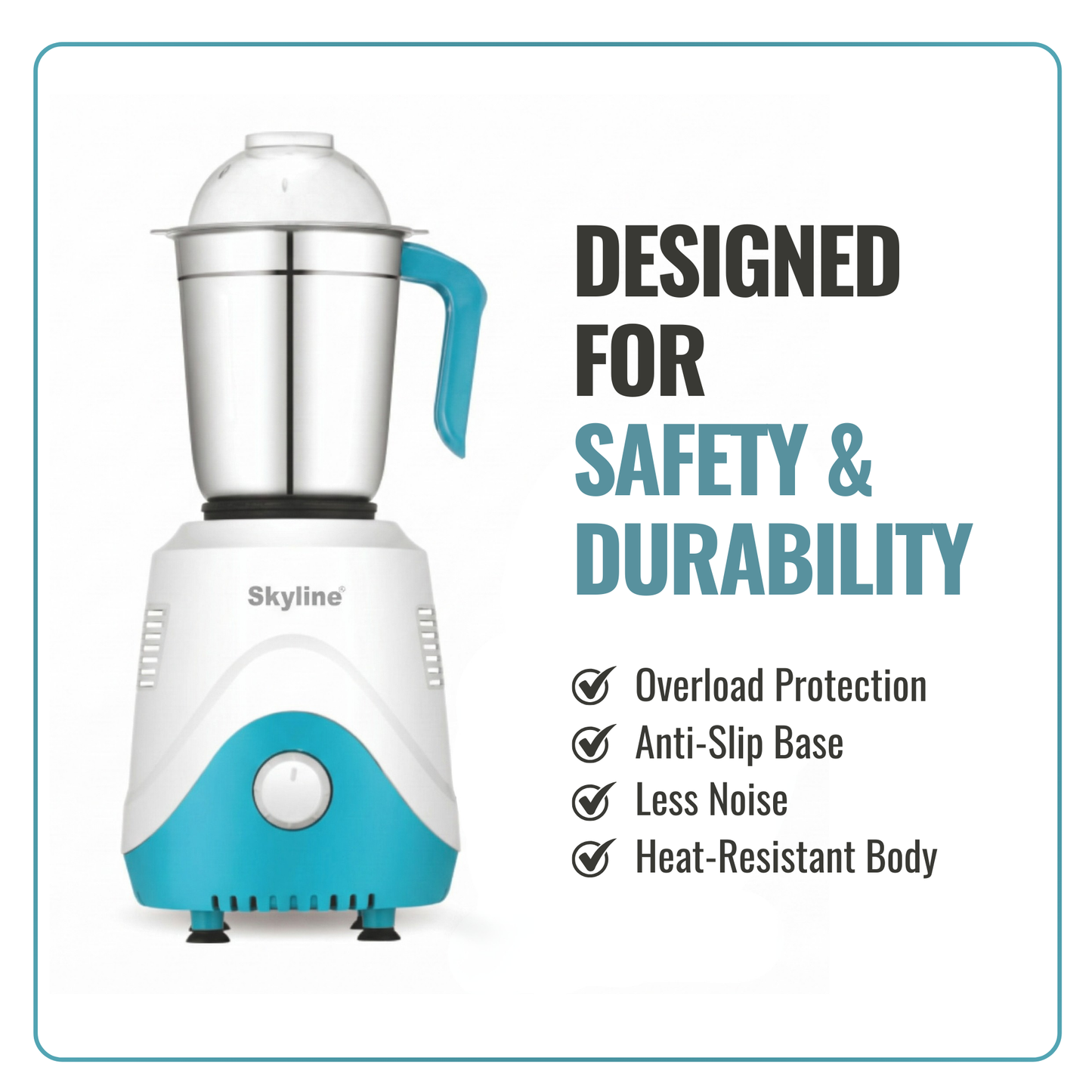 Skyline 600W Mixer Grinder with 3 Jars – Power-Packed Performance, Made in India