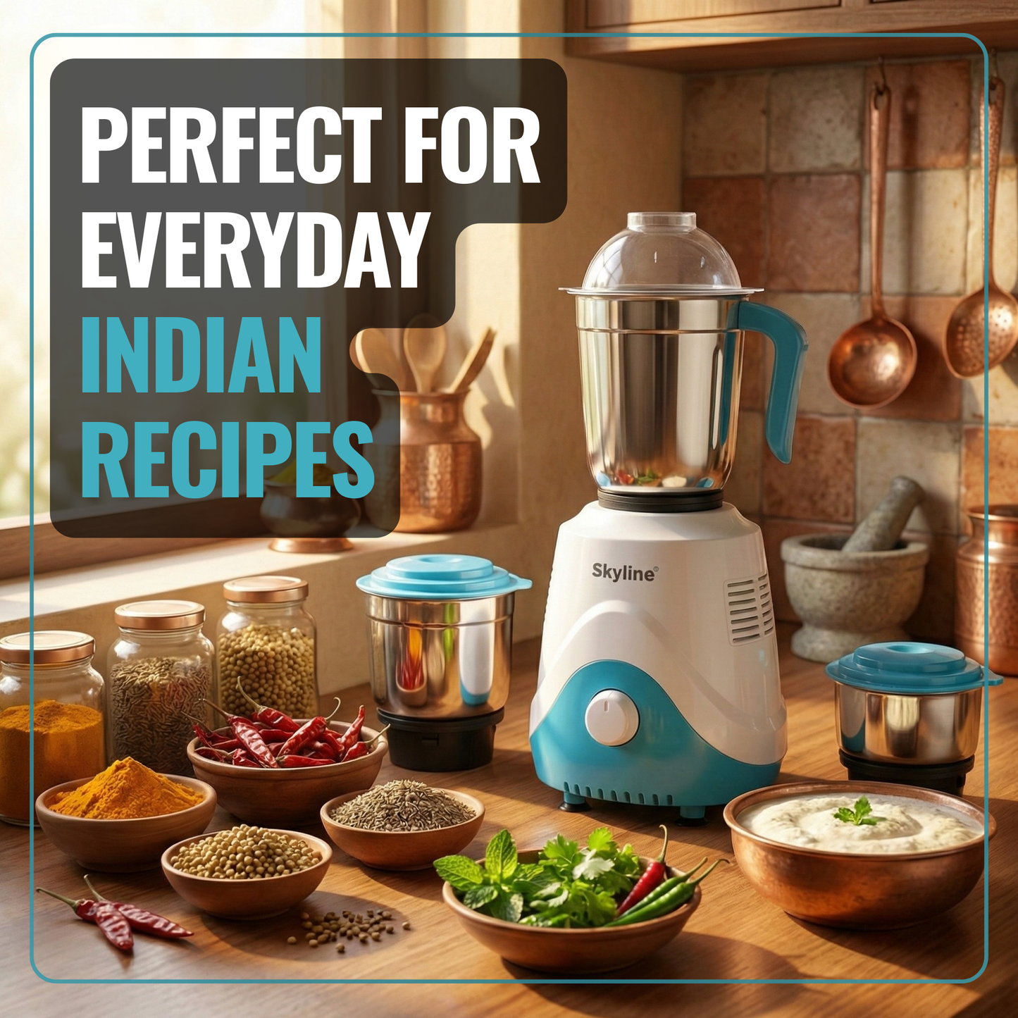 Skyline 600W Mixer Grinder with 3 Jars – Power-Packed Performance, Made in India