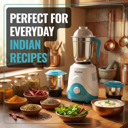 Skyline 600W Mixer Grinder with 3 Jars – Power-Packed Performance, Made in India