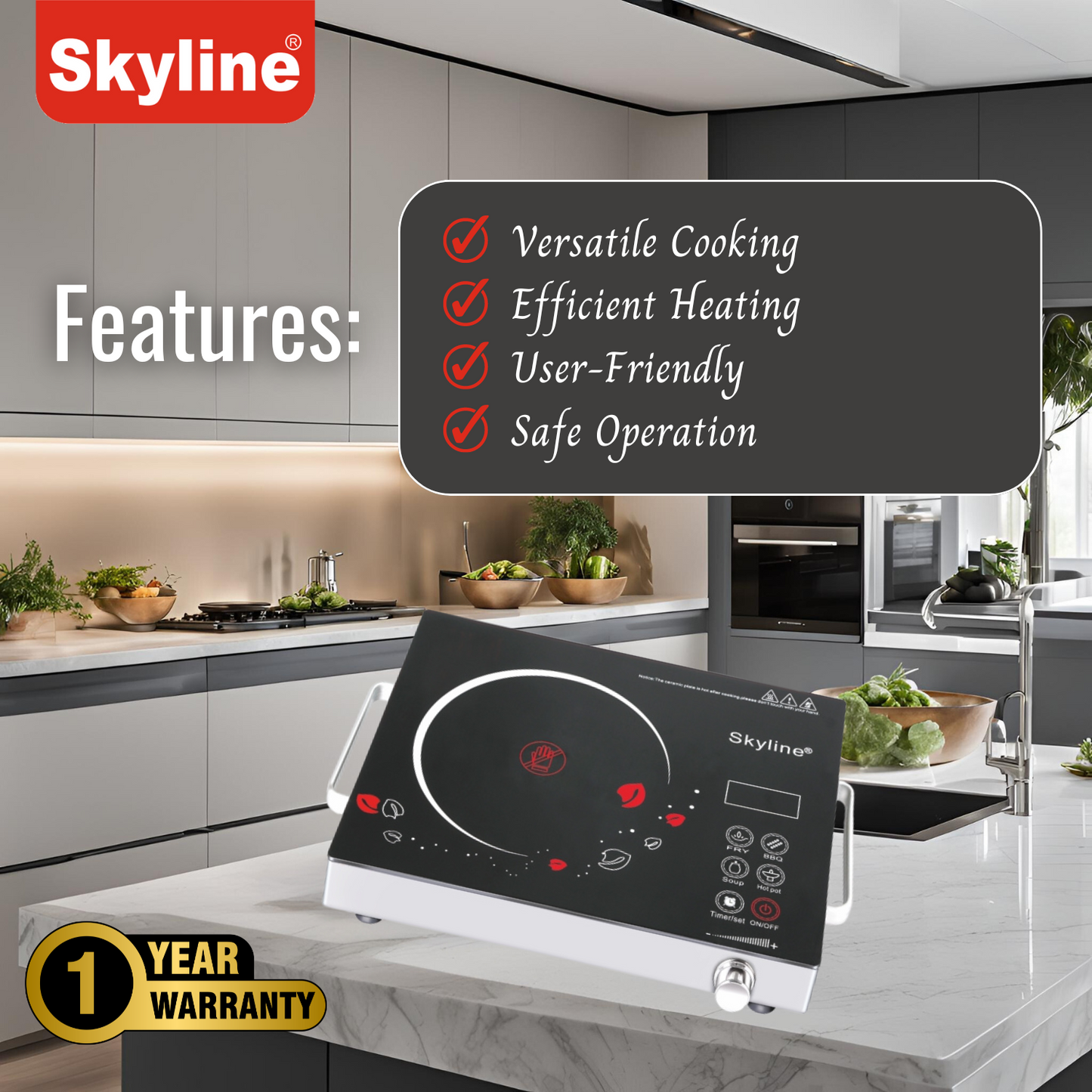 Skyline 2000W Infrared Induction Cooker with Digital Display