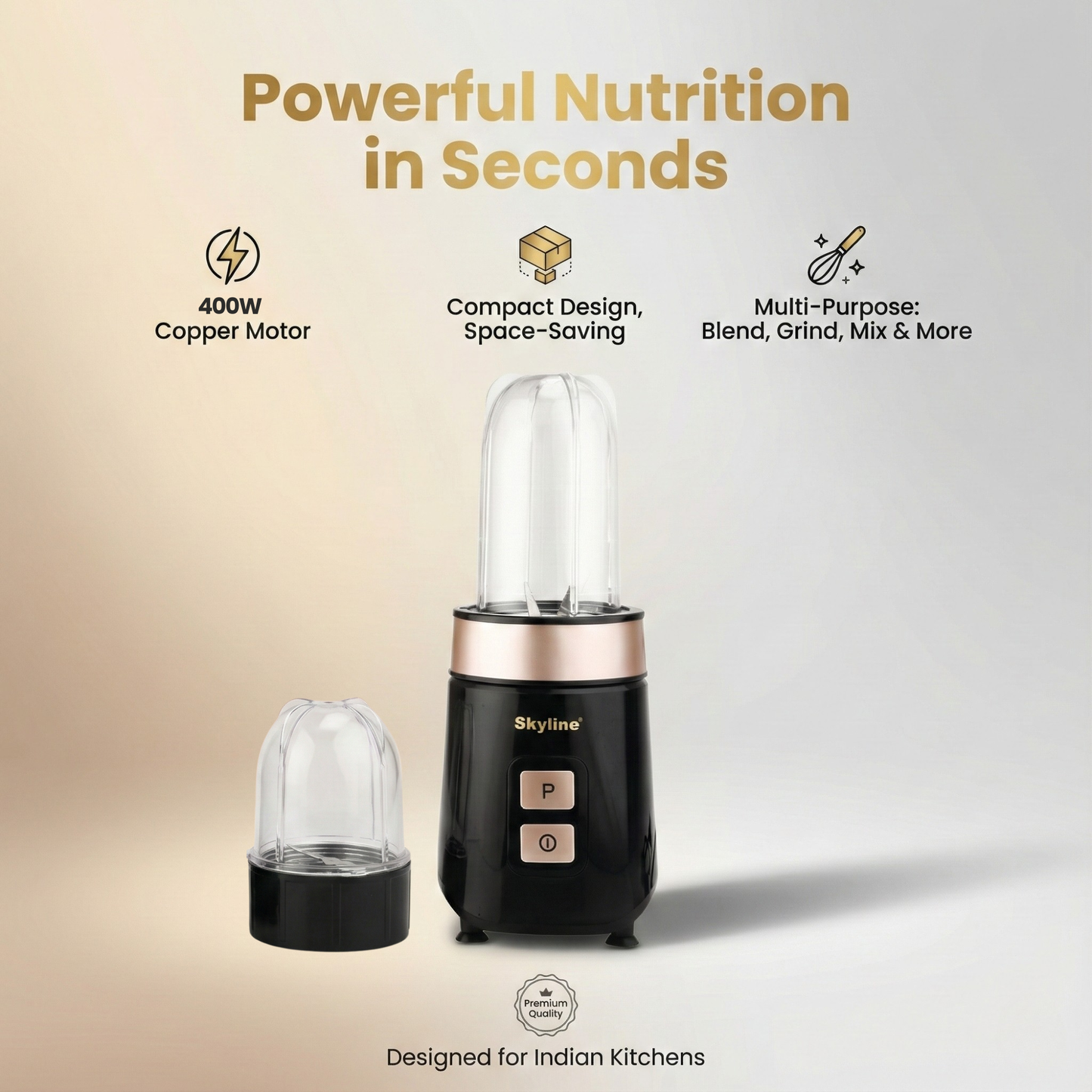 Skyline Nutri Mix 400 Watts – Compact Nutrition Blender with 2 Jars