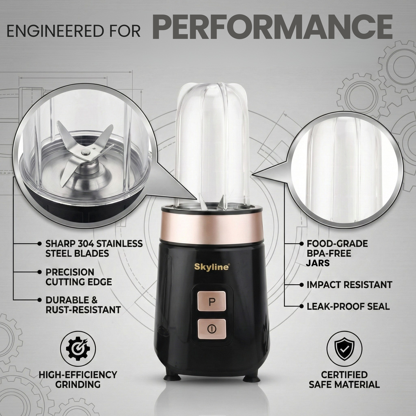 Skyline Nutri Mix 400 Watts – Compact Nutrition Blender with 2 Jars