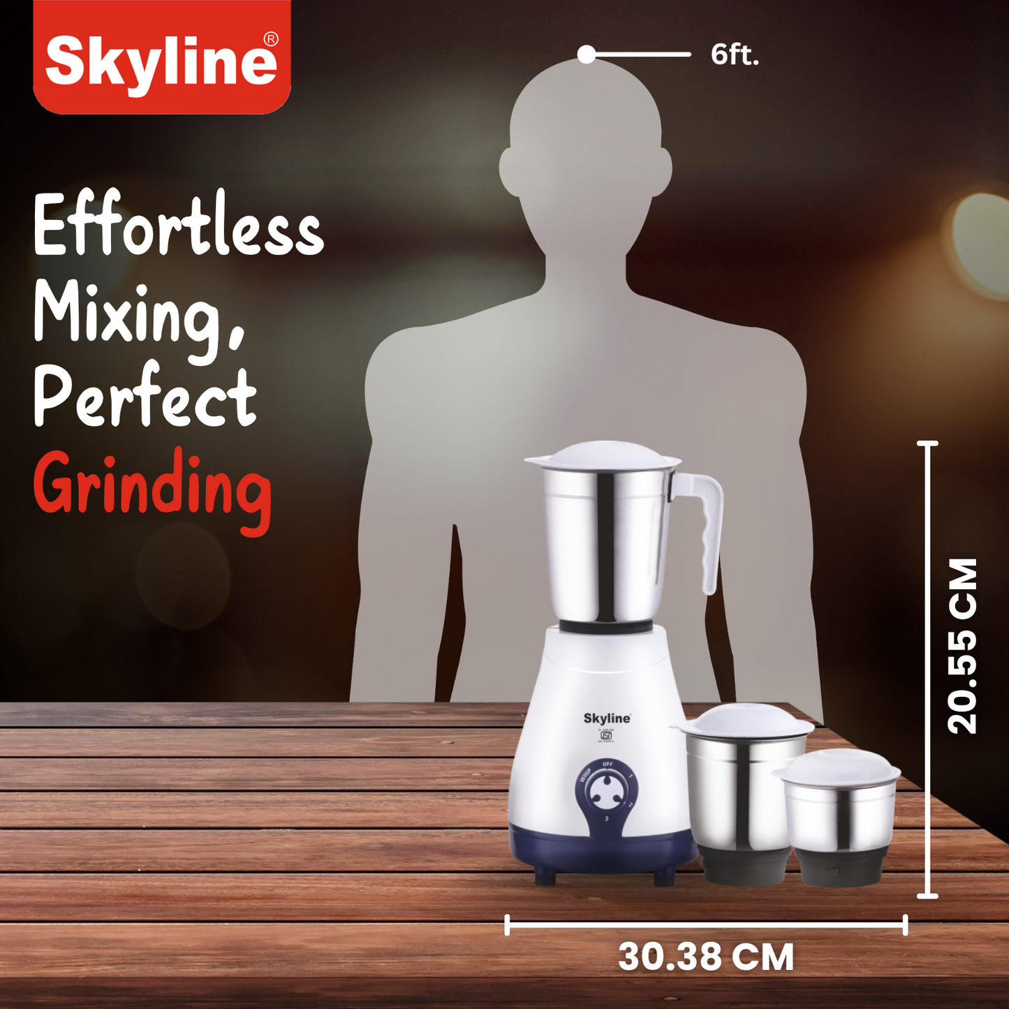 Skyline 600W Mixer Grinder with 3 Jars | Heavy-Duty Kitchen Performer