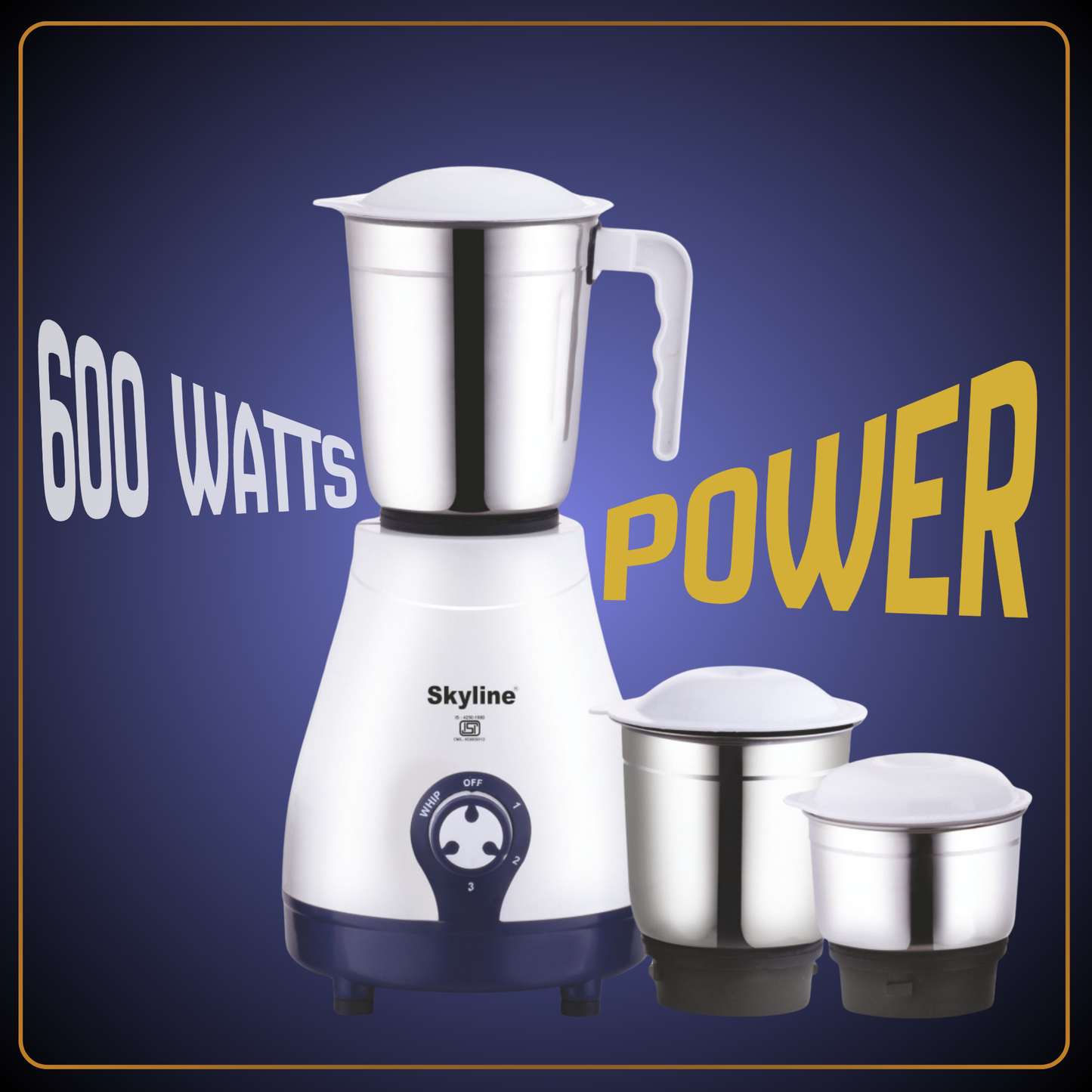 Skyline 600W Mixer Grinder with 3 Jars | Heavy-Duty Kitchen Performer