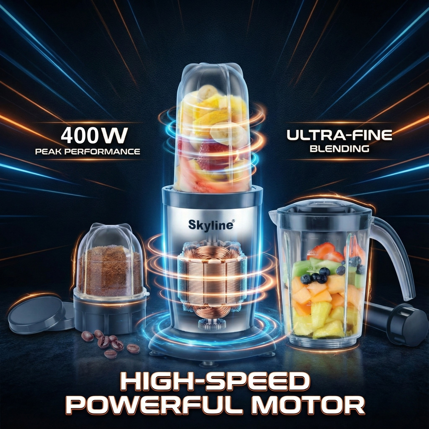 Skyline Nutri Mix 400 Watts – Multi-Purpose Blender & Grinder with 3 Jars