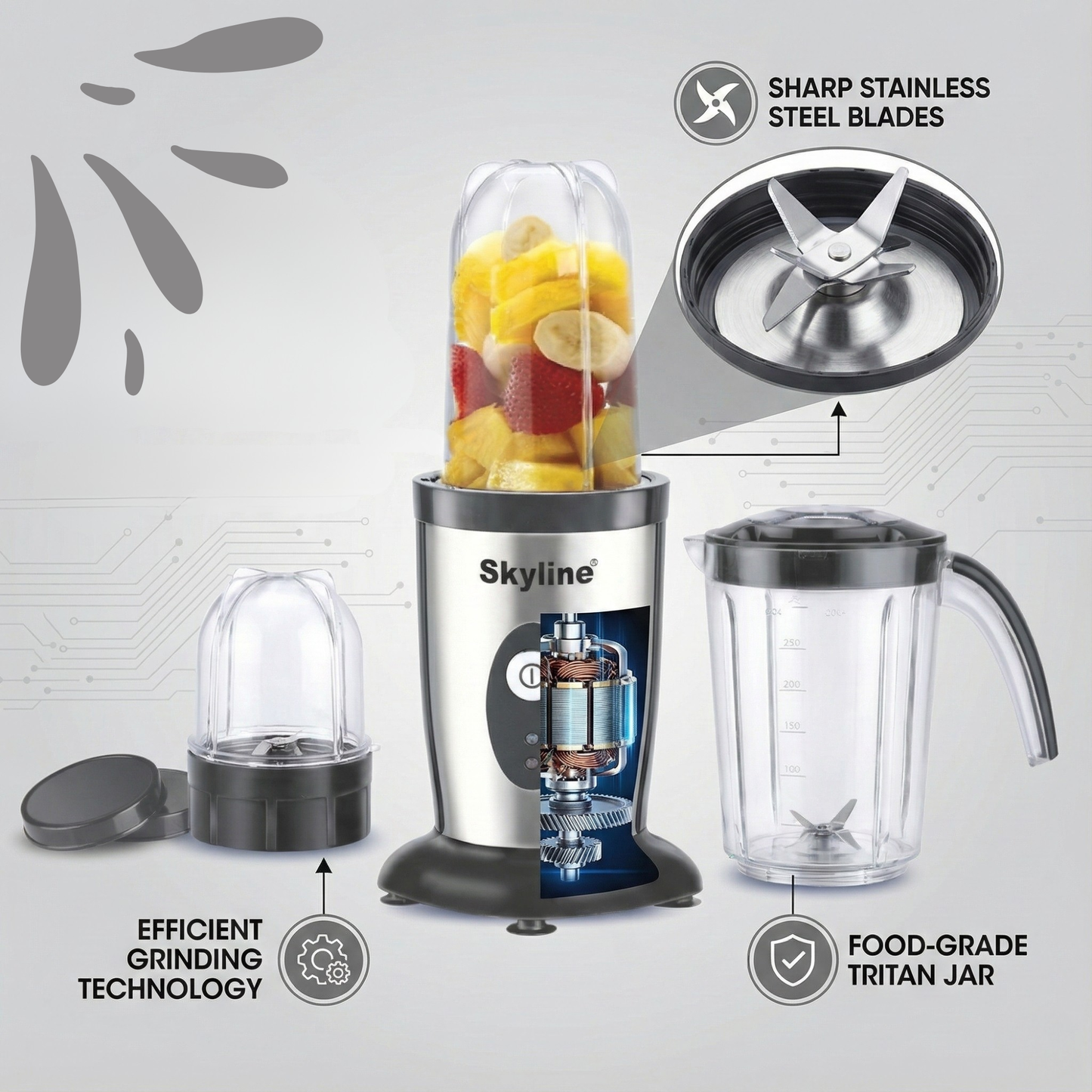 Skyline Nutri Mix 400 Watts – Multi-Purpose Blender & Grinder with 3 Jars