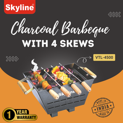 Skyline Charcoal Barbeque with 4 Skews - Compact and Durable Outdoor Grill for Smoky Flavors