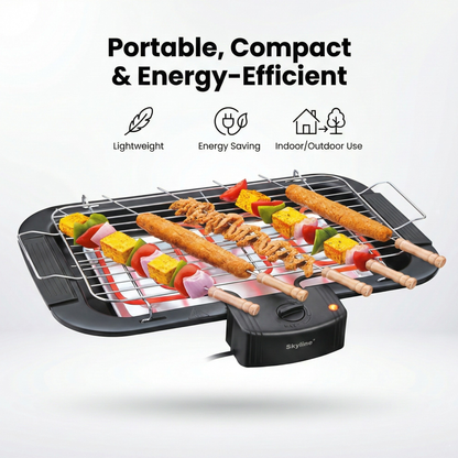 Skyline 2000W Electric Barbecue Grill with 5 Skewers | Portable & Energy-Efficient Grilling