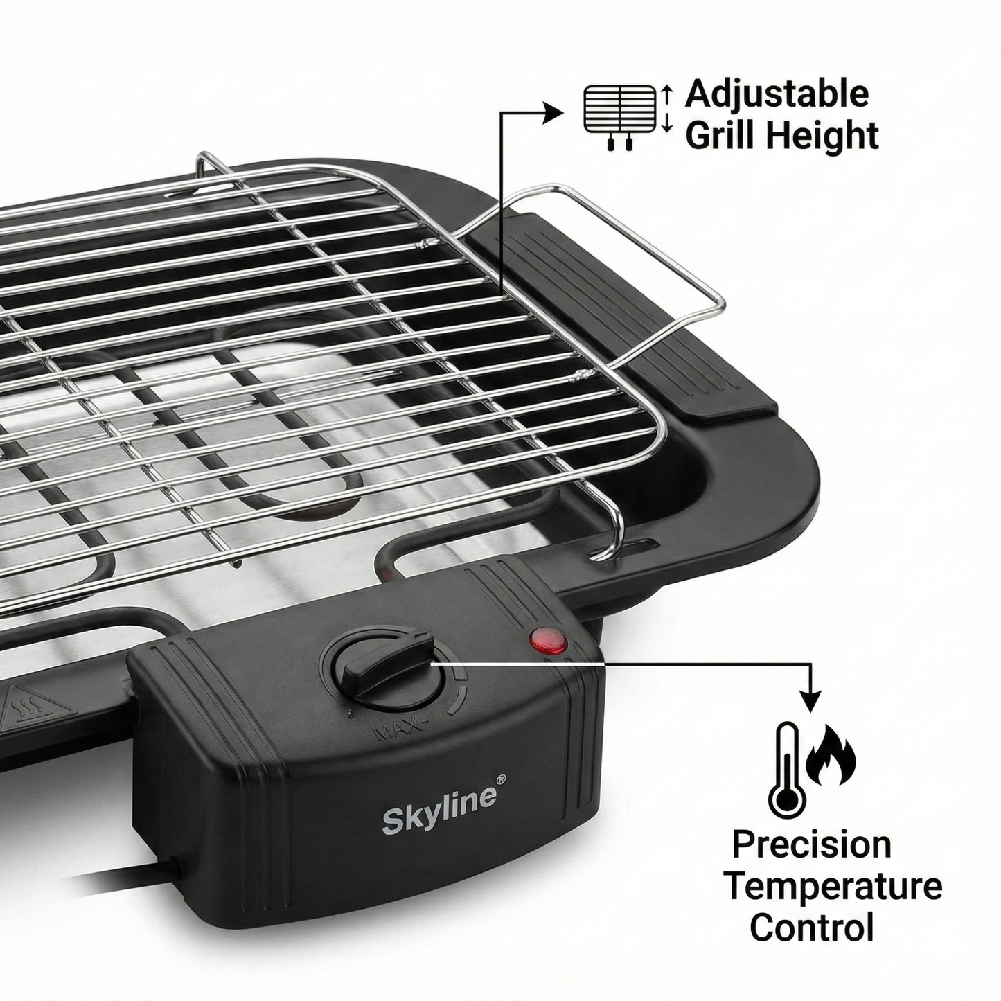 Skyline 2000W Electric Barbecue Grill with 5 Skewers | Portable & Energy-Efficient Grilling