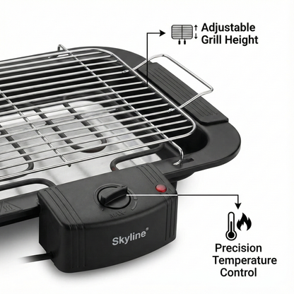 Skyline 2000W Electric Barbecue Grill with 5 Skewers | Portable & Energy-Efficient Grilling