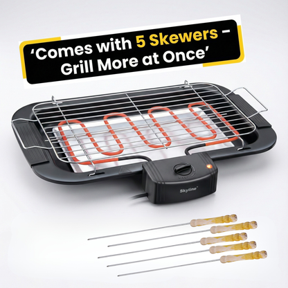 Skyline 2000W Electric Barbecue Grill with 5 Skewers | Portable & Energy-Efficient Grilling
