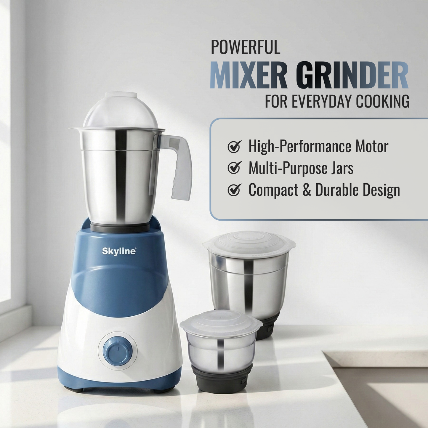 Power-Packed Mixer Grinder with 3 Jars – 600 Watts of Versatility