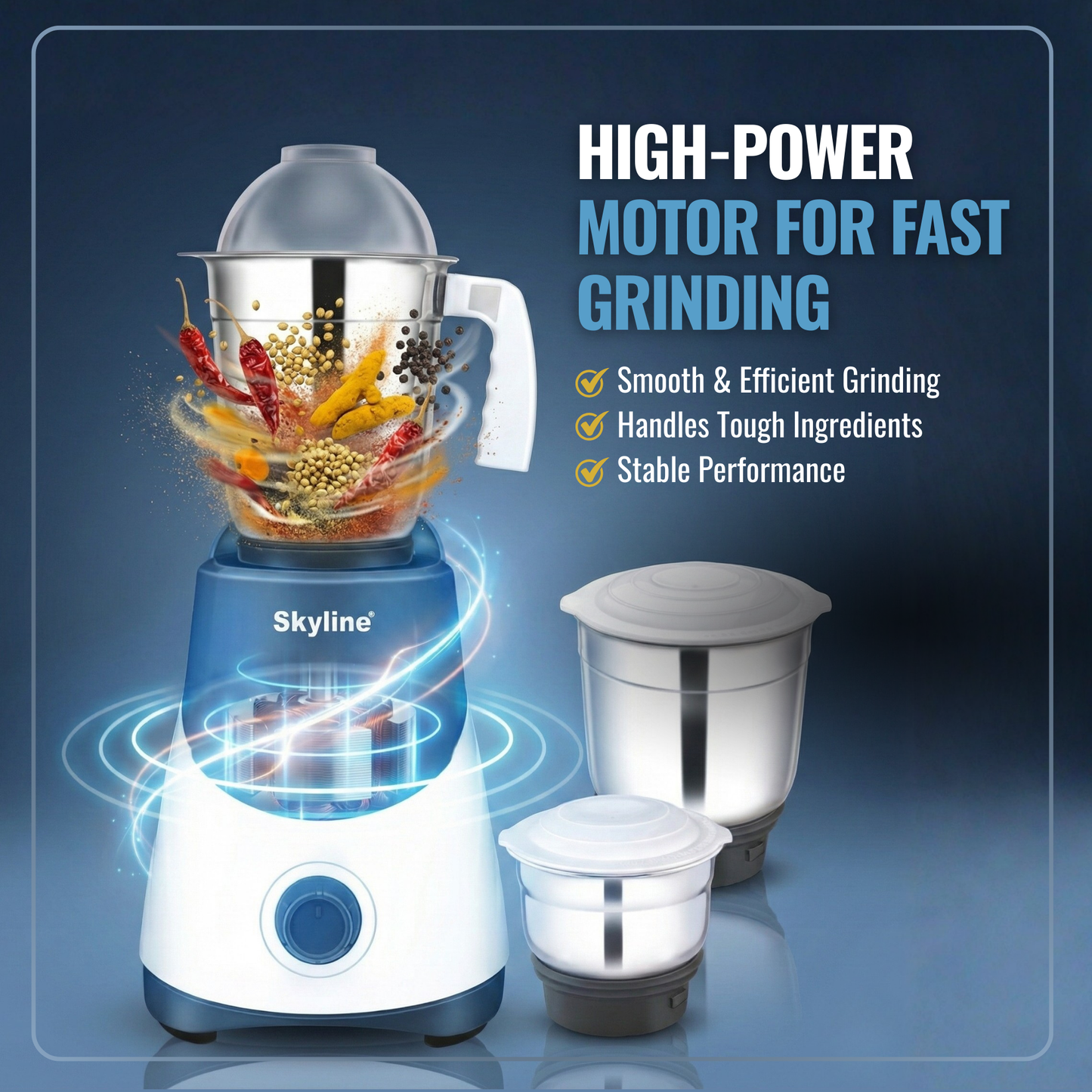 Power-Packed Mixer Grinder with 3 Jars – 600 Watts of Versatility