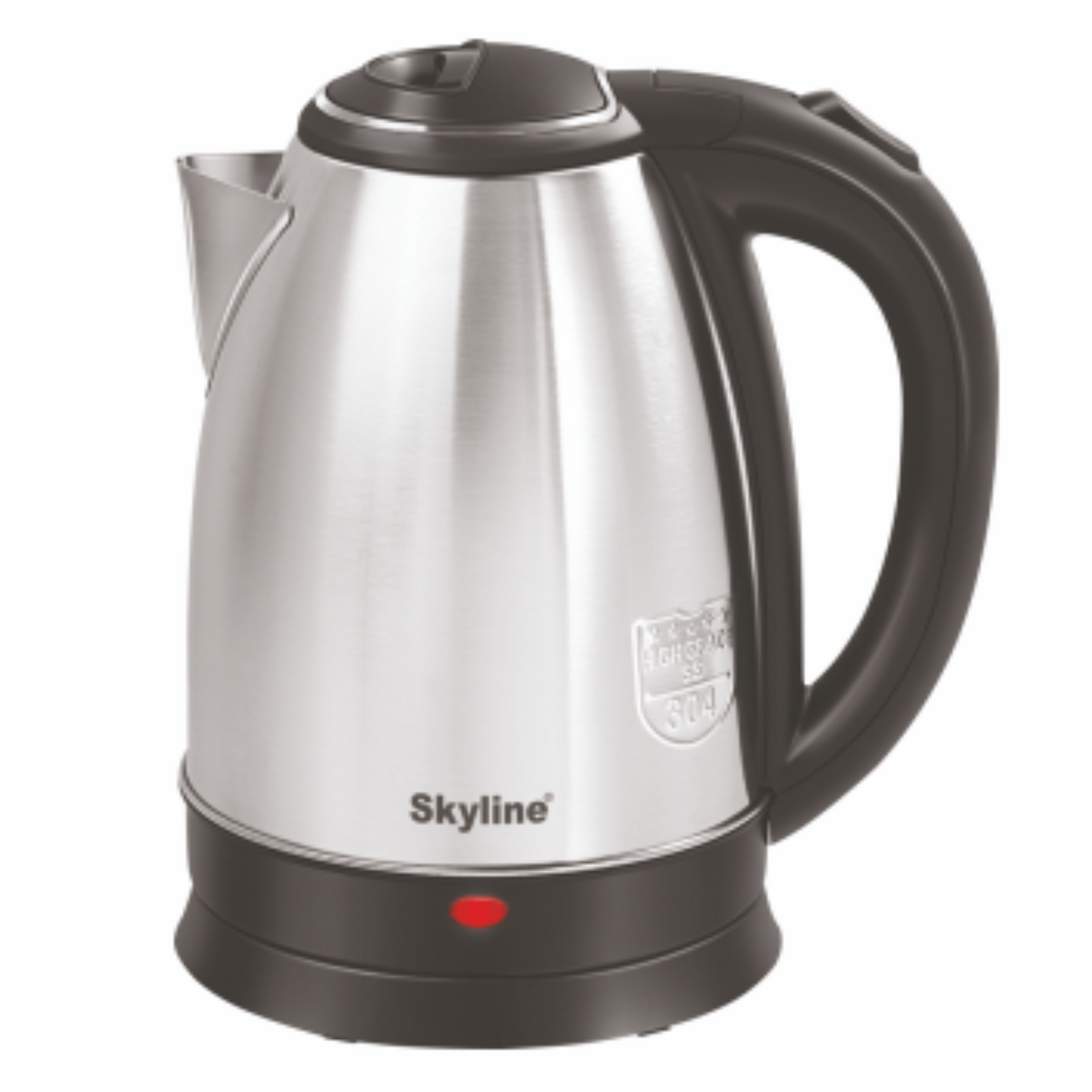 Skyline 1.2L Electric Kettle, 1500W Rapid Heating, Silver - Black, Stainless Steel, Automatic Cut-off