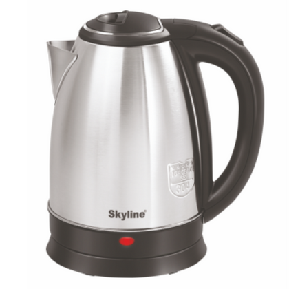 Electric Kettle Skyline 1.2L , 1500W Rapid Heating, Silver - Black, Stainless Steel, Automatic Cut-off