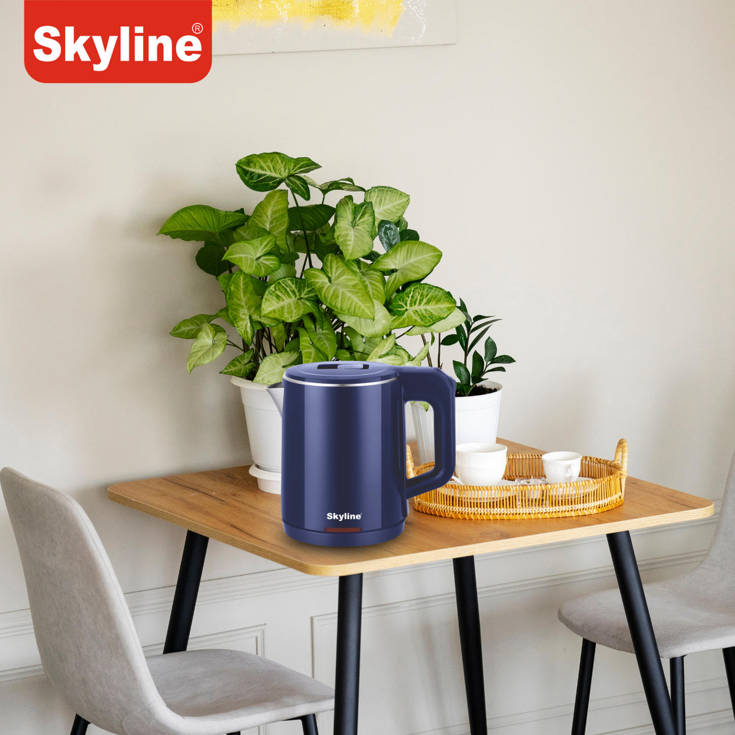 Skyline 1000W Double Wall Electric Kettle, 1.0L - Compact, Energy-Efficient & Safe Design