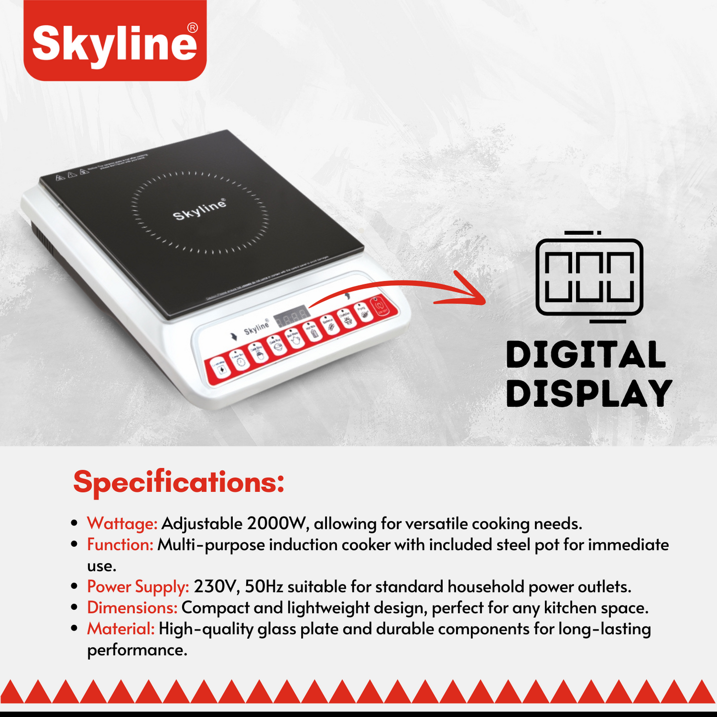 Skyline 2000W Induction Cooker| High-Efficiency, Multi-Function Cooking