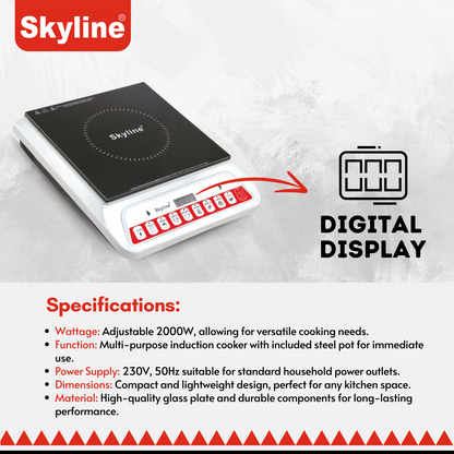 Skyline 2000W Induction Cooker| High-Efficiency, Multi-Function Cooking