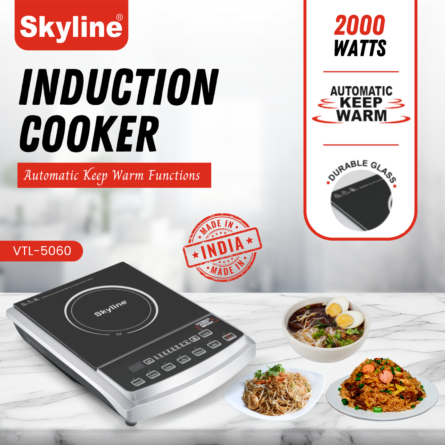 Skyline 2000W Induction Cooker | High-Efficiency, Multi-Function Cooking Appliance