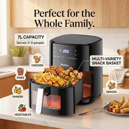 Skyline Digital Air Fryer 2000 Watts 7L – Big Capacity, Smart Cooking, Healthier Choices