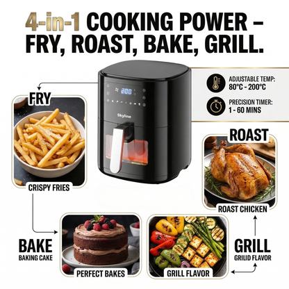 Skyline Digital Air Fryer 2000 Watts 7L – Big Capacity, Smart Cooking, Healthier Choices