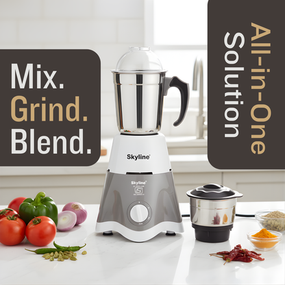Skyline 550W Mixer Grinder with 2 Stainless Steel Jars | Robust Kitchen Companion