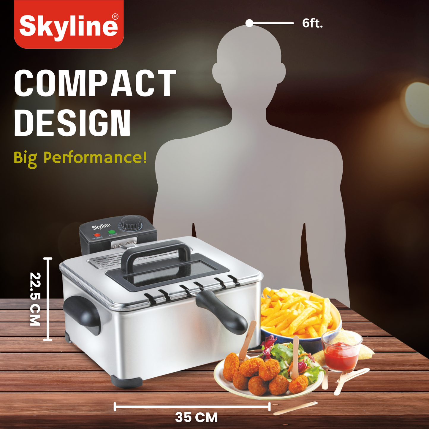 Skyline 2500W Deep Fryer with Triple Basket, 5 Litres – Versatile and Powerful Frying for Large Meals