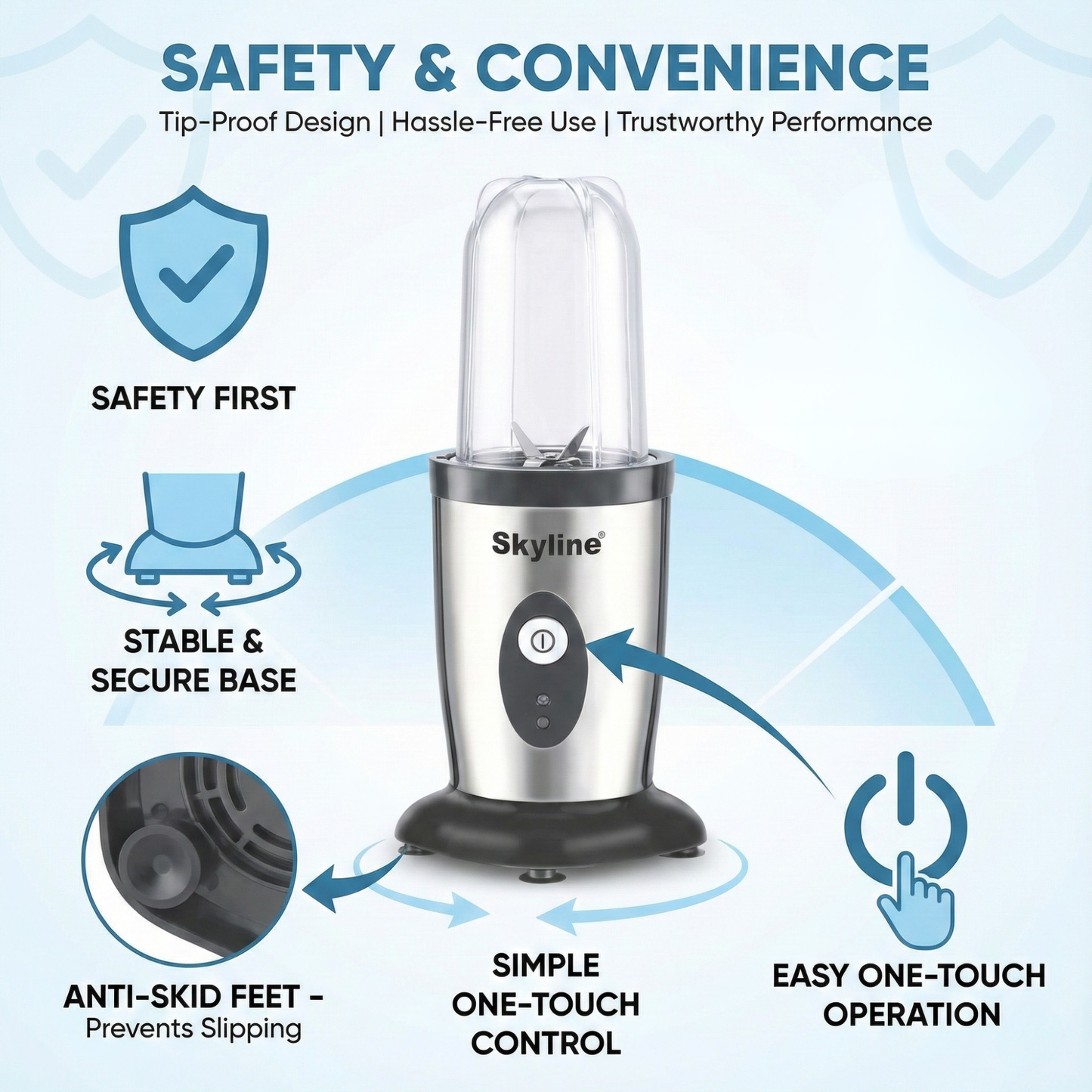 Skyline Nutri Mix 400 Watts – Compact Blender & Grinder with 2 Jars