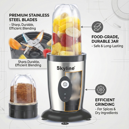 Skyline Nutri Mix 400 Watts – Compact Blender & Grinder with 2 Jars