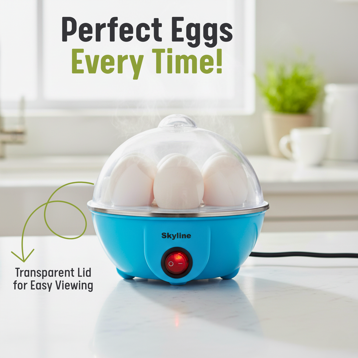Skyline 350W Electric Egg Boiler, Quick & Easy Egg Cooker with BPA-Free Plastic
