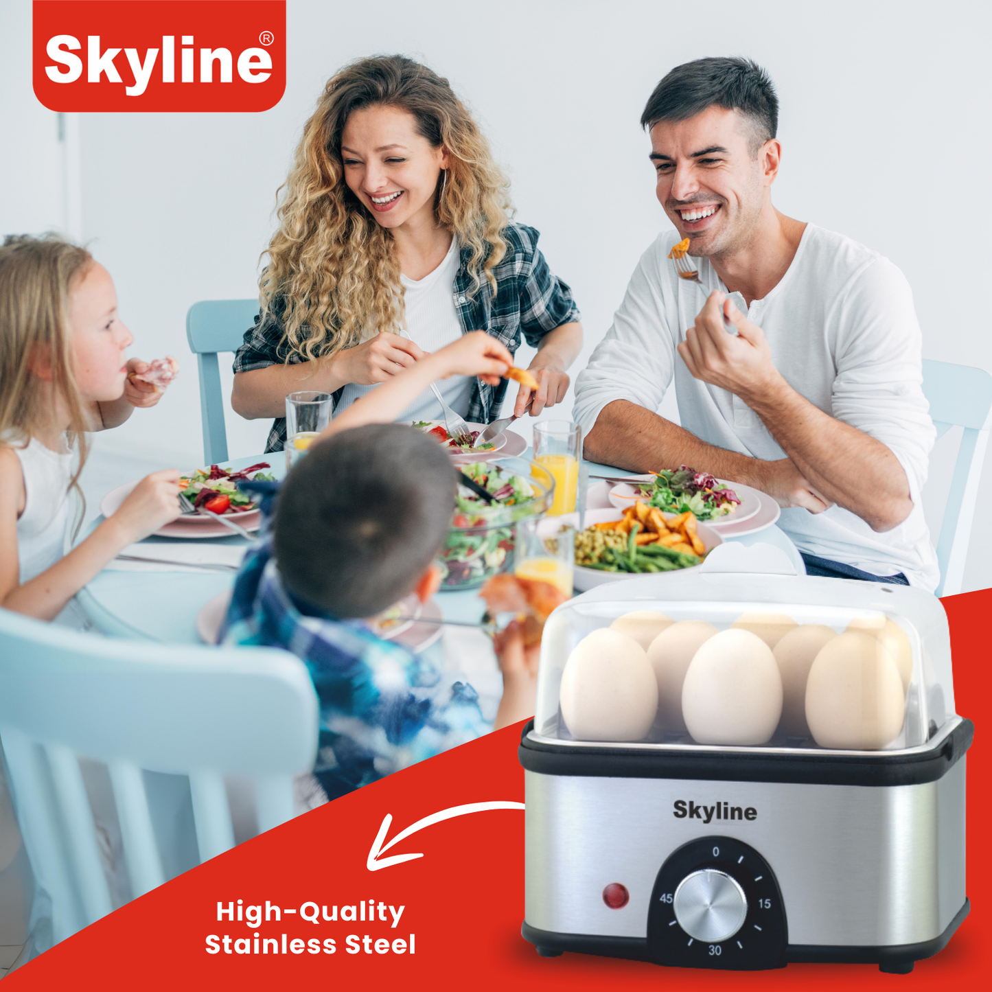 Skyline 500W Stainless Steel Electric Egg Boiler, Quick & Easy Perfect Eggs Every Time