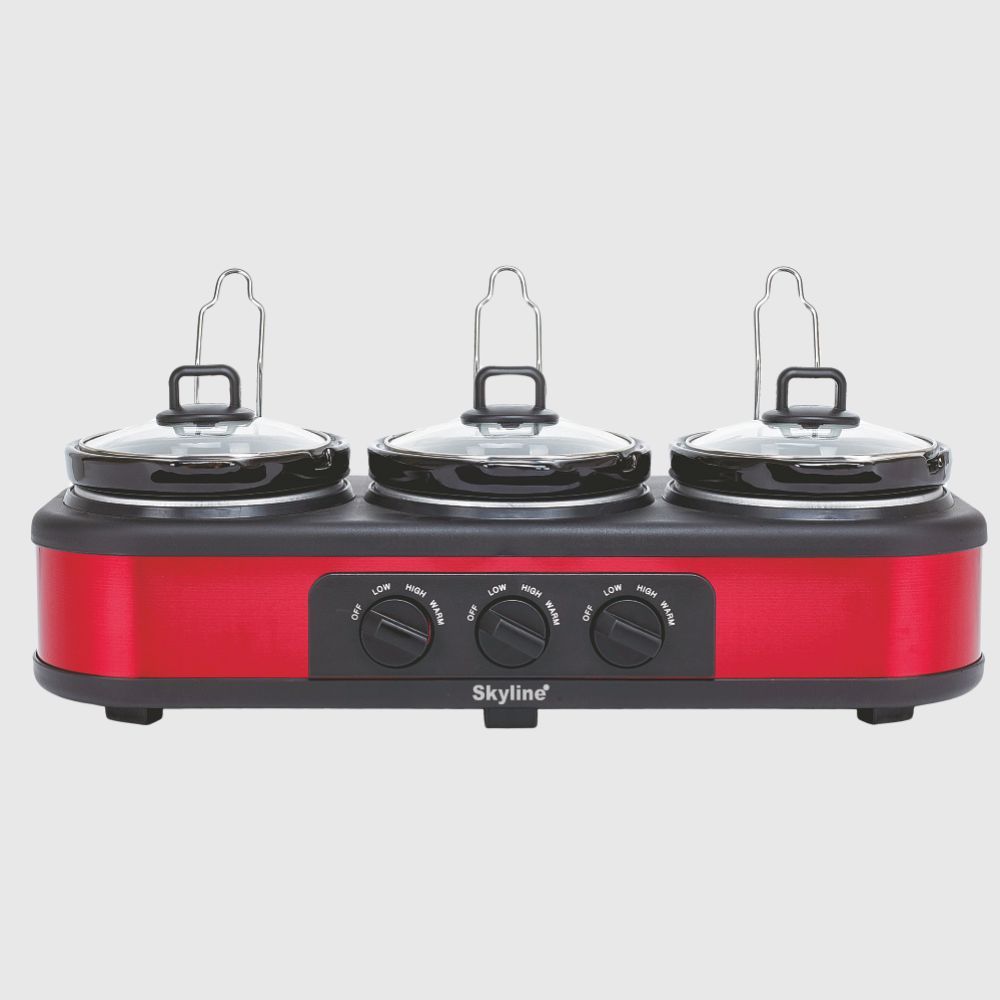 Skyline Triple-Pot Slow Cooker - 300 Watts, 3x1.25L for Ultimate Multi-Dish Cooking - Skyline Appliances