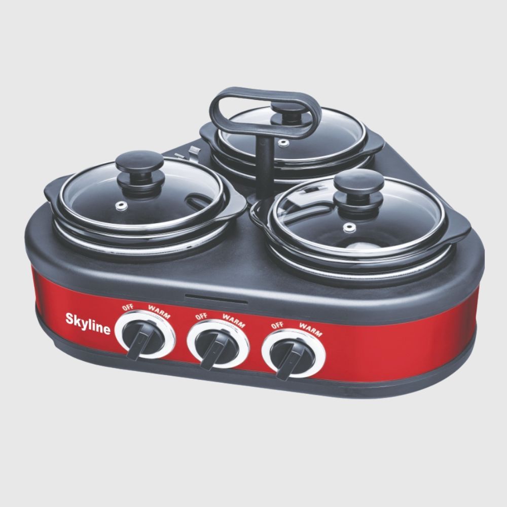 Skyline 300W Triple-Pot Slow Cooker – 3x1.25L for Multi-Dish Convenience - Skyline Appliances