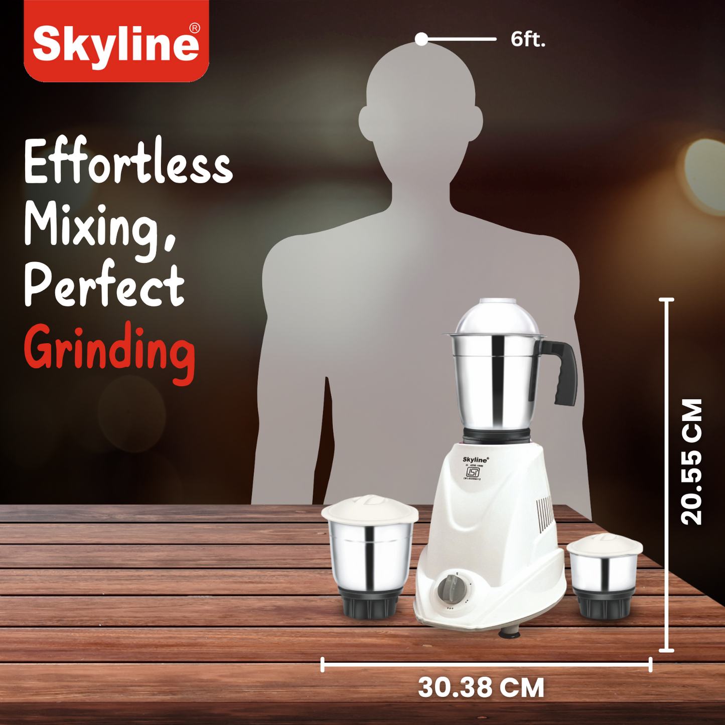 Skyline 550W Mixer Grinder with 3 Jars | Powerful & Versatile Kitchen Companion