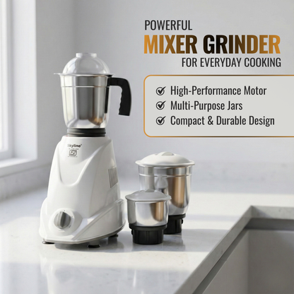 Skyline 550W Mixer Grinder with 3 Jars | Powerful & Versatile Kitchen Companion