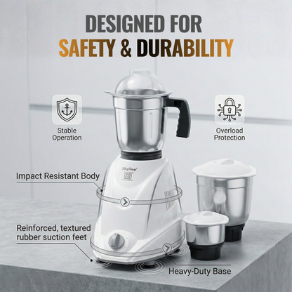 Skyline 550W Mixer Grinder with 3 Jars | Powerful & Versatile Kitchen Companion