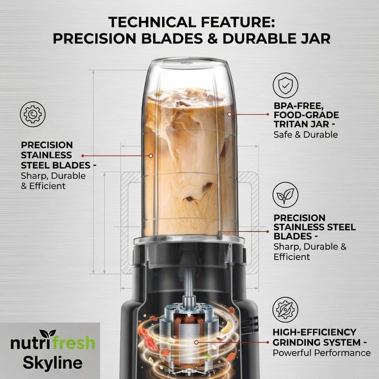 Skyline 500W Nutri Mixer Grinder Blender Smoothie Maker with 2 Jars