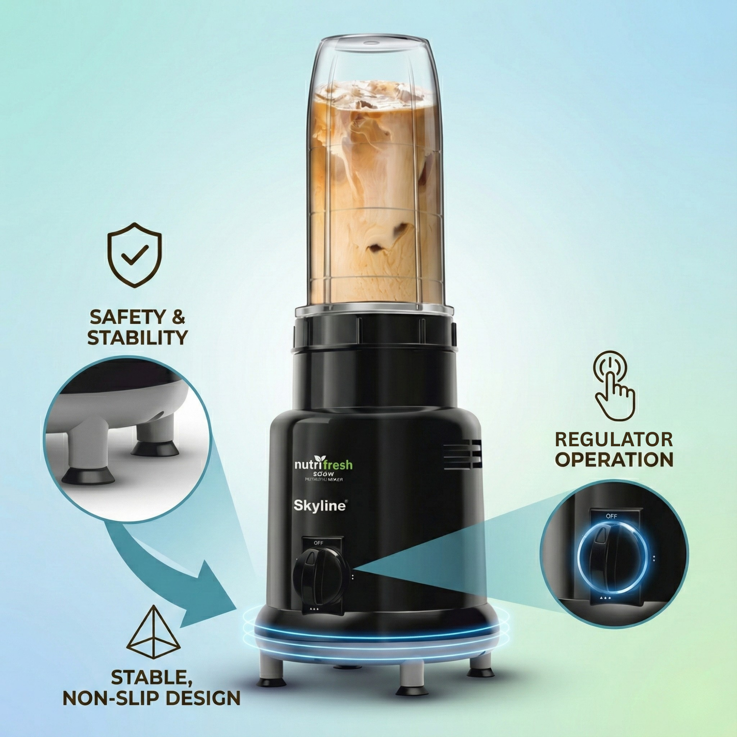 Skyline 500W Nutri Mixer Grinder Blender Smoothie Maker with 2 Jars